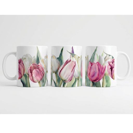 Akvarell tulipános bögre