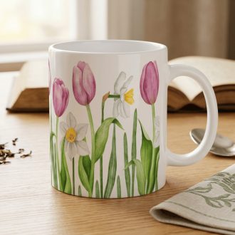 Tulipános nárciszos bögre