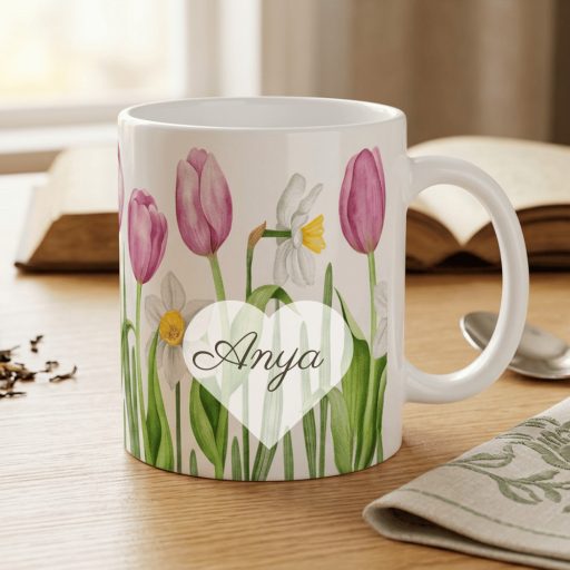 Tulipános nárciszos bögre