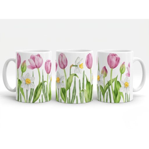 Tulipános nárciszos bögre